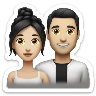 white skin couple both with black hair sticker