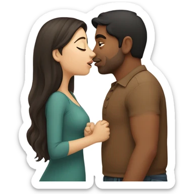 Chubby brunette girl kissing Indian man  sticker