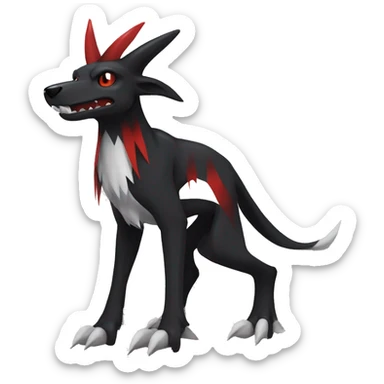 Black Cool Edgy Sergal-Houndoom-Fakémon  with White and Red Edgy markings sticker