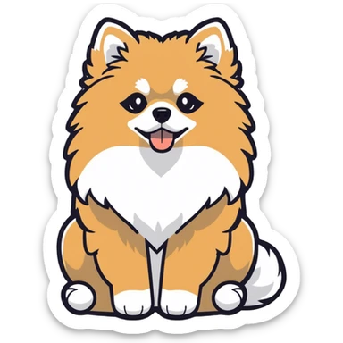 Pomeranian dog black and White sticker