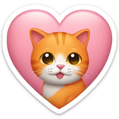 Orange cat holding heart sticker