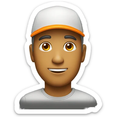 a man with orange or yellow cap sticker