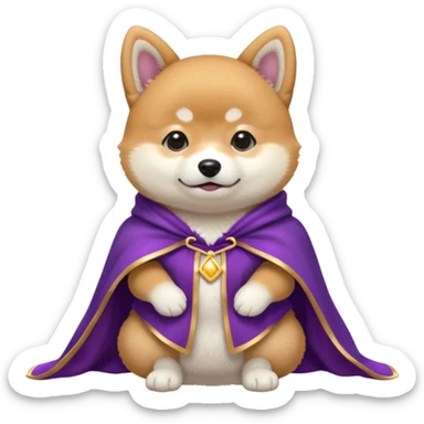 baby shiba dog, in magic purple cloak sticker