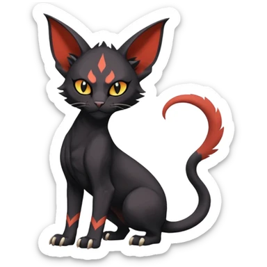 Black edgy Noivern-Litten-Sphynx-Lykoi-Caracal-cat-Fakemon full-body sticker