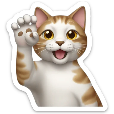 cat waving paw sticker