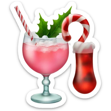 christmas cocktail with a candy cane in a pretty glass sticker