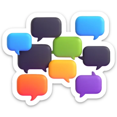 multiple chat bubbles connected together in a group conversation sticker