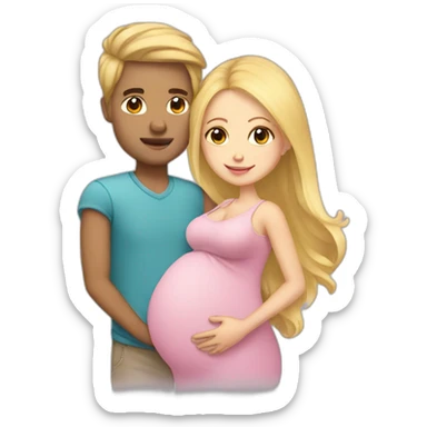 Pregnant blonde with boyfriend sticker