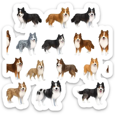  Black spotted brindle fluffy collie husky lurcher fox blue eyes fluffy ears and holographic harness running sticker