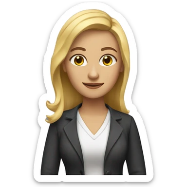 female Teacher with golden blonde hair and brown eyes sticker