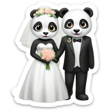 Pandas  wedding sticker