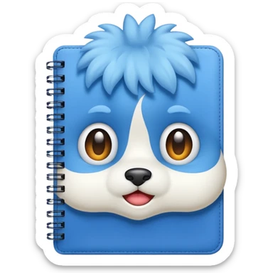 A blue notebook, fluffy and soft sticker