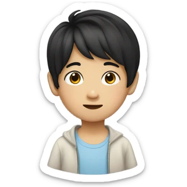 asian boy child with black hair  sticker