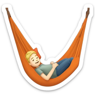 a white kid laying in orange hammock sticker