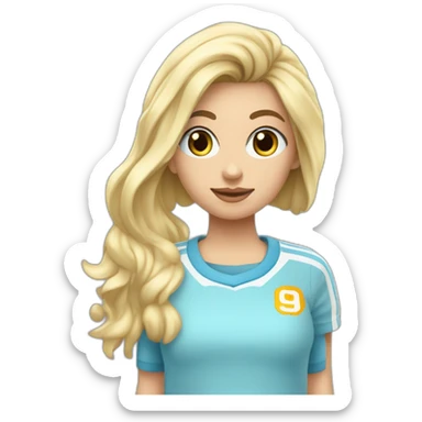 Chica rubia ojos azul celeste con jersey gris con gesto de ok sticker