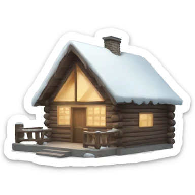 winter cabin sticker