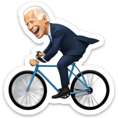 joe biden in a bycicle falling sticker