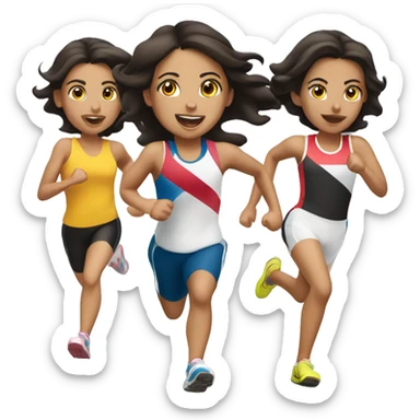 3 pale hispanic girls running a race sticker