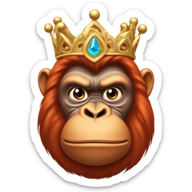 Angry Orangutan wearing crown  sticker