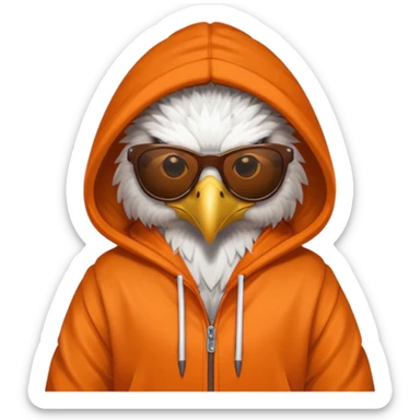 eagle with orange hoodie wearing sunglasses sticker