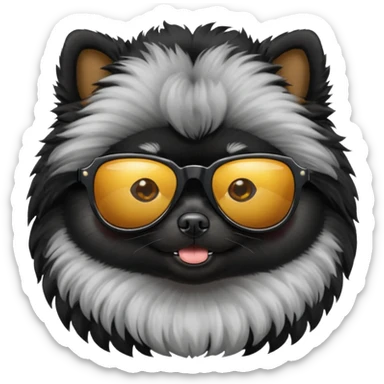 A black pomerian with sunglasses  sticker
