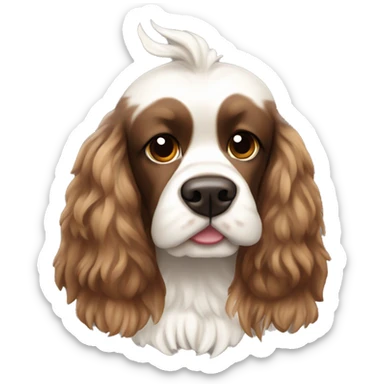 Brown and white Mohawk spotted Cocker spaniel with a Mohawk  sticker