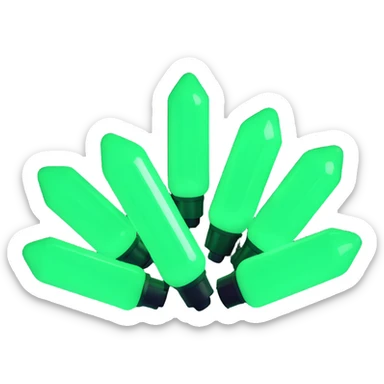 Add a glowing effect to the green lights, keep the 3D emoji style, no background. sticker