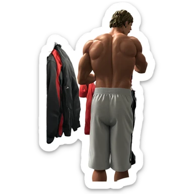 male figure in locker room sticker