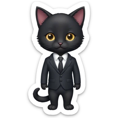 Black kitten in a suit sticker