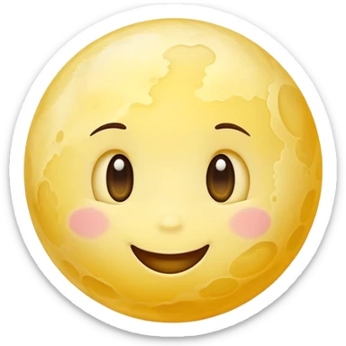 Venus planet with cloudy yellow surface and a cute happy smiling face sticker