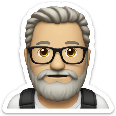 Heavy white dad with a big brown beard and black rectangle glasses sticker