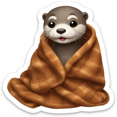 otter cozy in blanket sticker