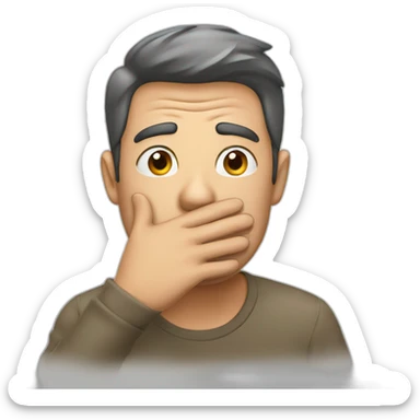 A man shocked covering his mouth sticker