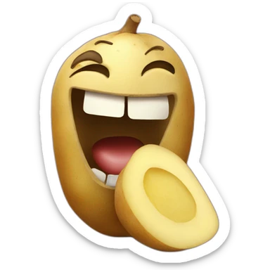 crazy smile eating potato sticker