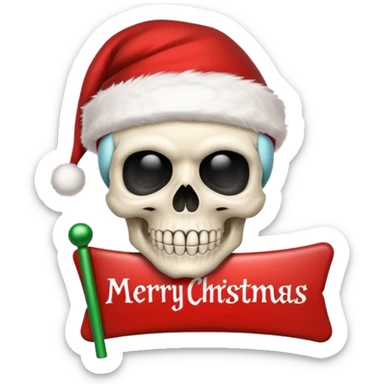 Skull ,MERRY CHRISTMAS Sign sticker