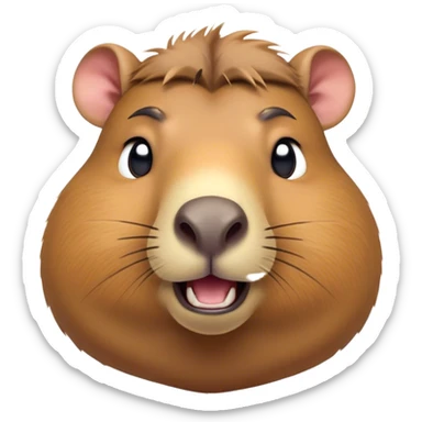 Cinematic Comical Capybara Portrait Emoji, Head tilted dramatically with an exaggeratedly shocked expression, featuring a robust, rotund build and a distinct capybara head with a broad snout and small ears, with wide, comically expressive eyes full of humorous disbelief, Simplified yet hilariously expressive features, highly detailed, glowing with a slightly sassy natural glow, high shine, dramatic yet playful, stylized with an air of quirky charm, soft glowing outline, capturing the essence of a meme-worthy capybara that looks ready to side-eye its way into viral fame! sticker