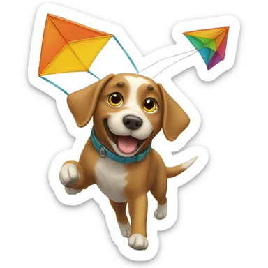 Dog flying a kite  sticker