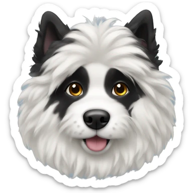 Fluffy black and white dog sticker