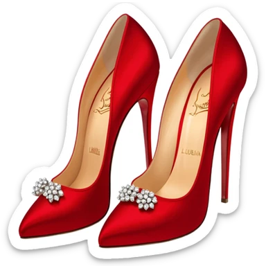 Isolated, ultra realistic, Christian Louboutin, pair of
Alana 100 embellished crêpe satin high heel pumps sticker
