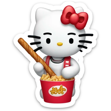 Hello kitty eating raising canes sticker