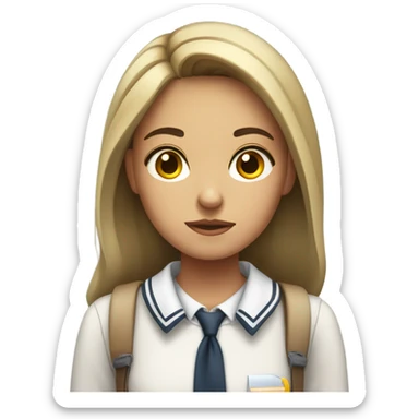 bored female student uniform sticker
