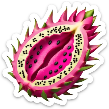 Realistic Dragonfruit cut open with flat inside sticker