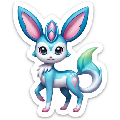 Colorful Exotic Meloetta-Sylveon-Glaceon-Venom-Stitch-Fakémon-creature-hybrid sticker