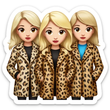 Blonde and brunette girls in leopard print coats sticker