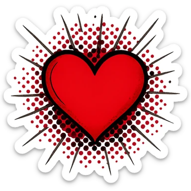 heart with a dynamic comic book halftone sticker