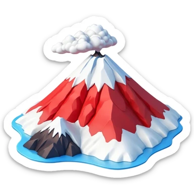 Create a 3D Mount Fuji with red color.  sticker