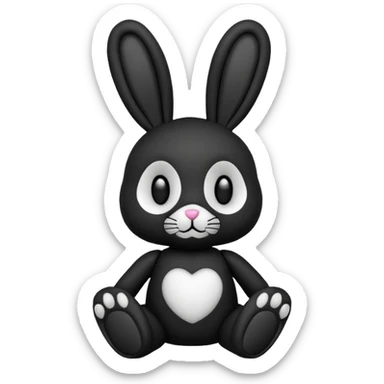 Emoji pour twitch d'une peluche lapin squelette noir qui dit bonjour sticker