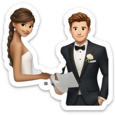 Zendaya in wedding, tom holland sticker