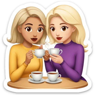 gossip over tea two girl friend sticker