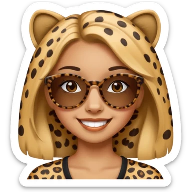 Girl with cool cheetah print sunglasses who looks cool and pretty sticker